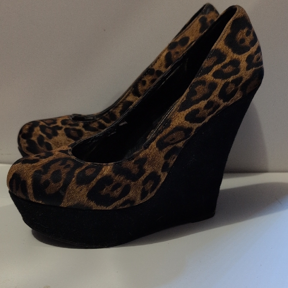 Leopard Print Wedge Shoes